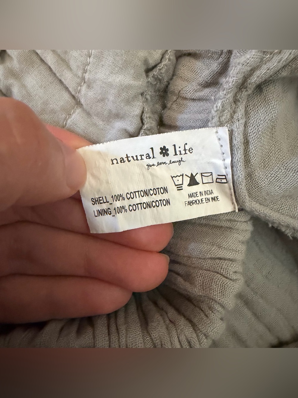 Natural Life Womens XL Light Grey Cotton Gauze Wide Leg Overalls Pockets Granola - Picture 8 of 8